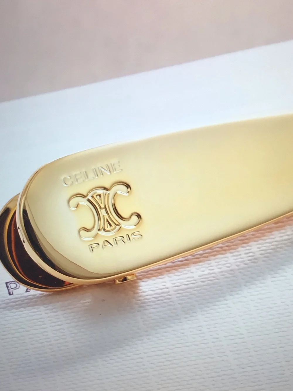 Celine Gold-Tone Logo Hair Clip